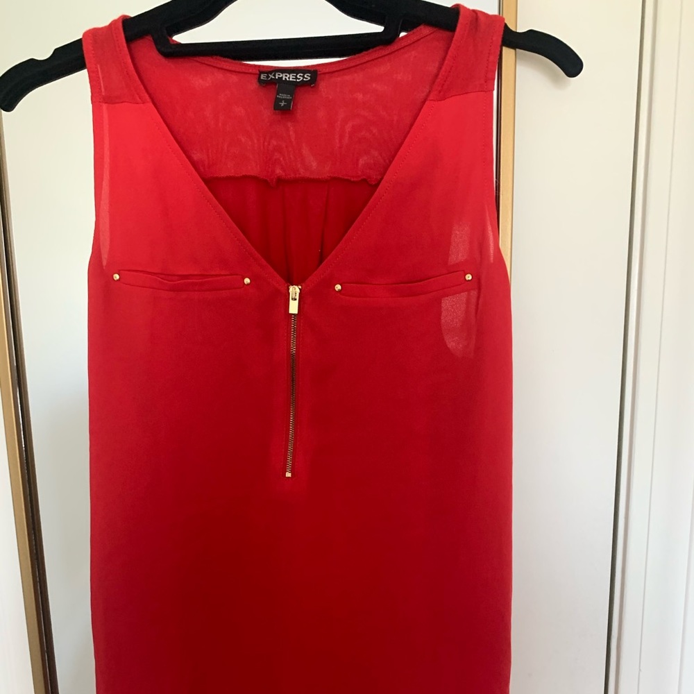 Red half zip blouse from Express